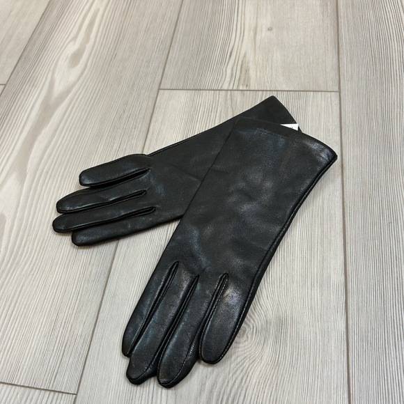 Charter Club Black Leather Gloves Women's Size 6.5 Cashmere Lined - Picture 1 of 5